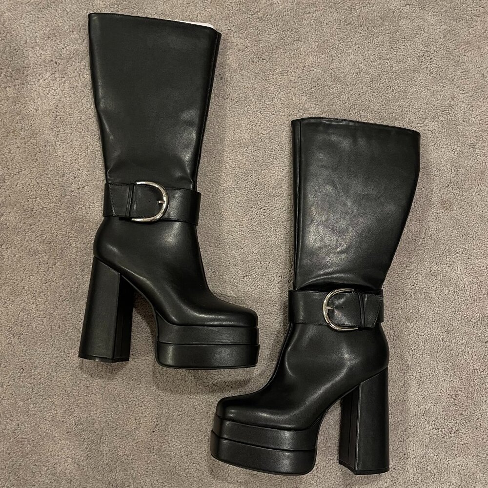 Just Fab Platfrom Boots With Buckle